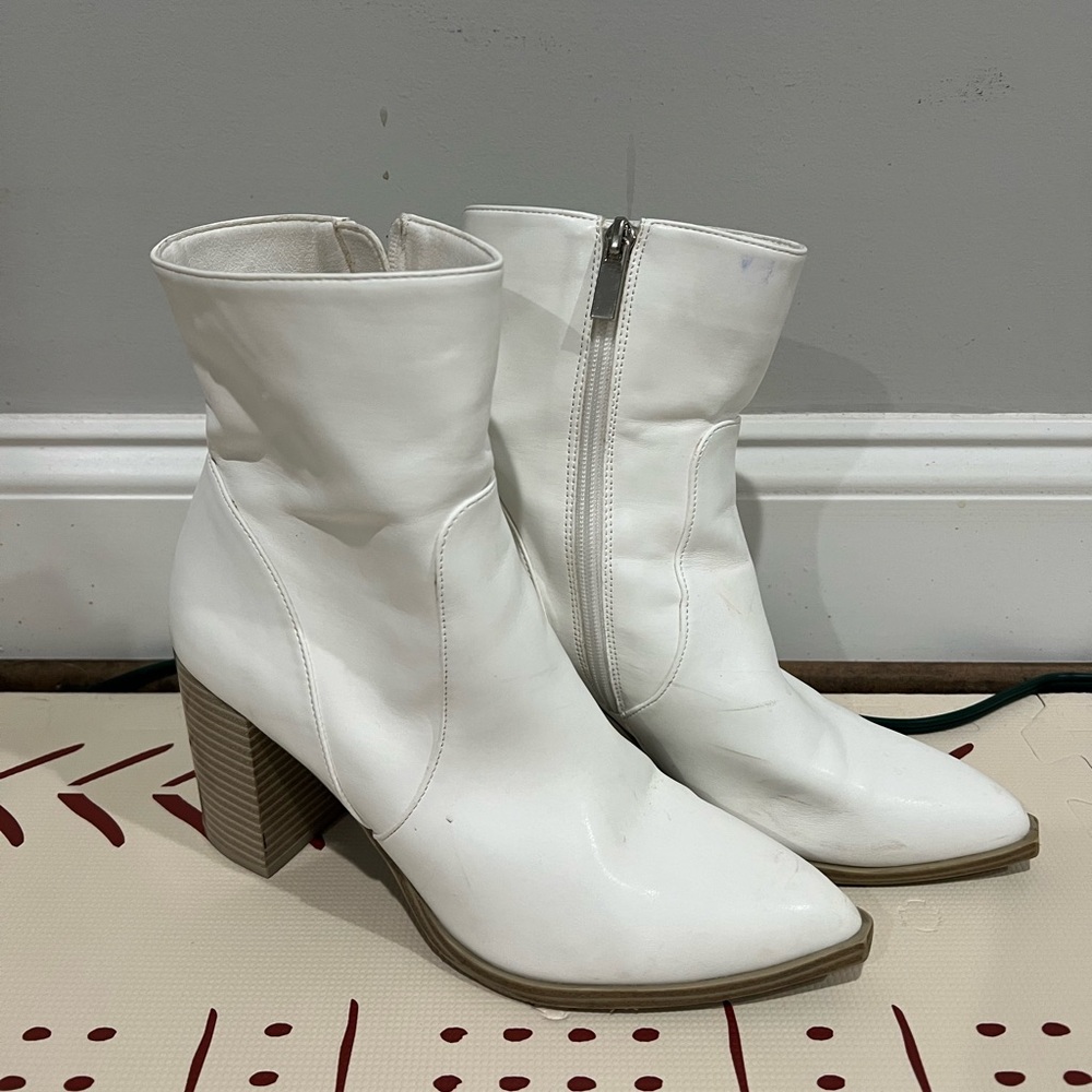 White ankle boots